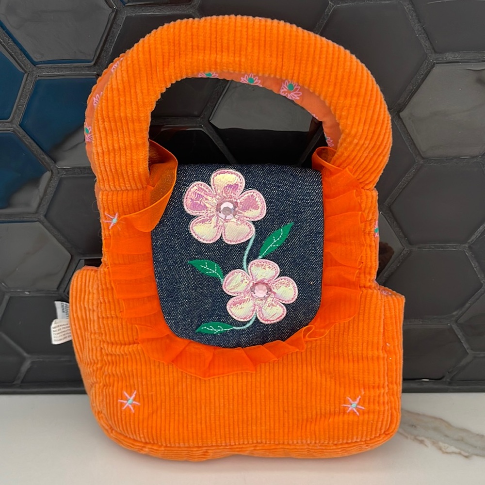 Ganz orange corduroy kids velcro purse. Beautiful like new condition.